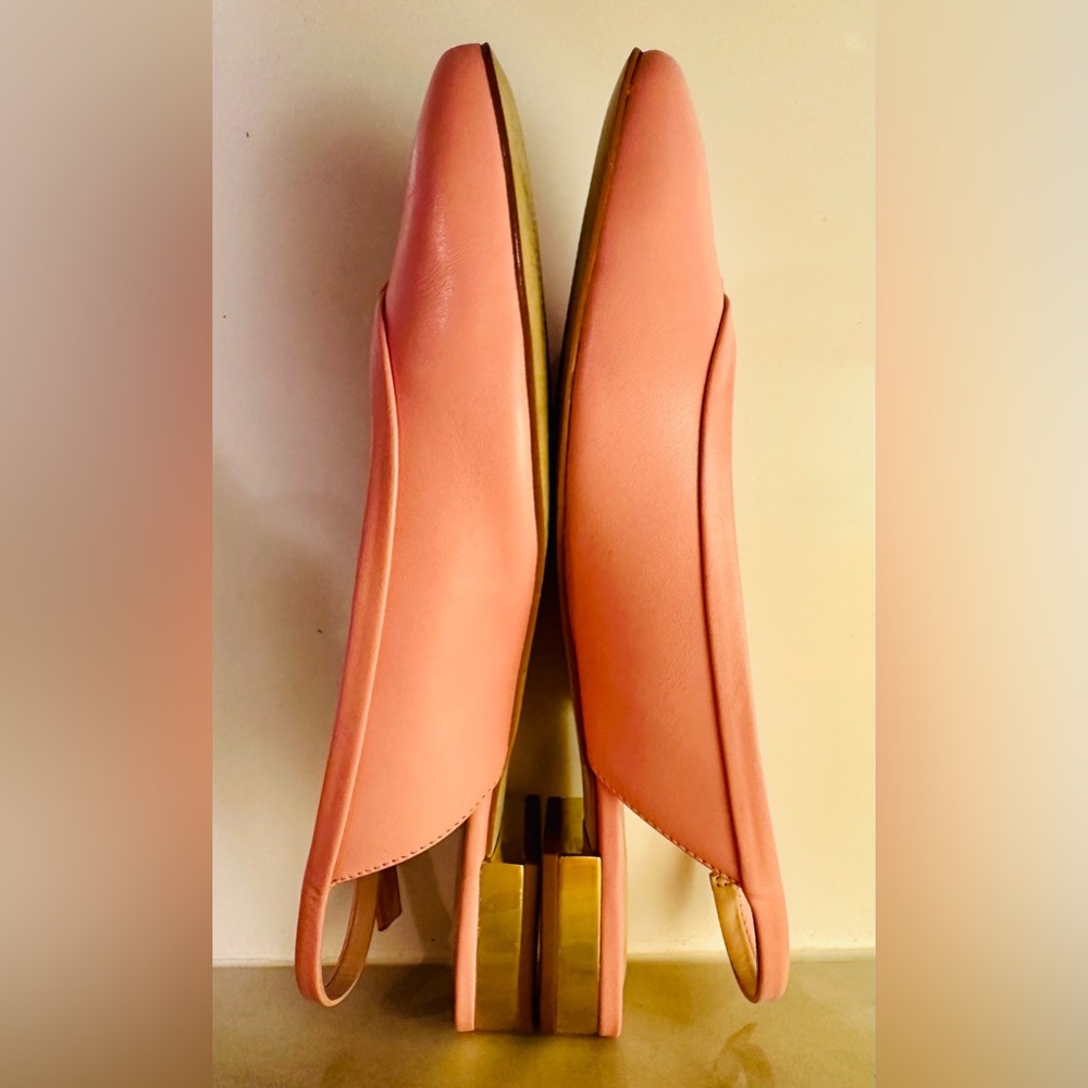 Talbots Pink Slingback Leather Shoes 6 Bow Career Party Classic Feminine Cottage - Picture 3 of 11